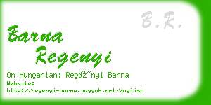 barna regenyi business card